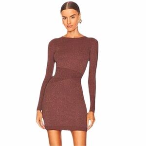 Retrofete Brown Long Sleeve Bodycon Dress Sz S NWT